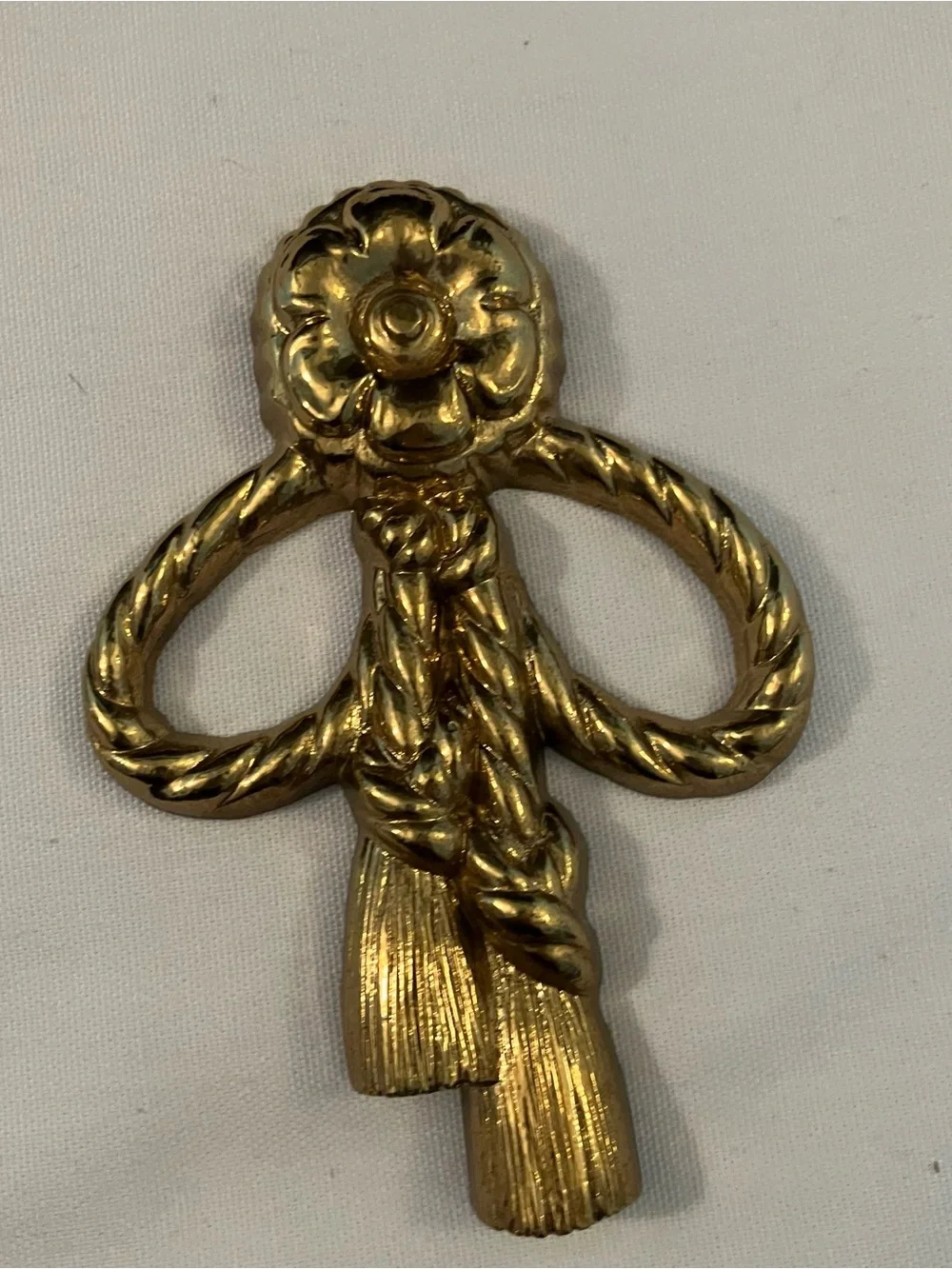 VTG Burwood Bow & Tassels Wall Decor Gold Tone (3) MCM Boho Gallery Wall Resin